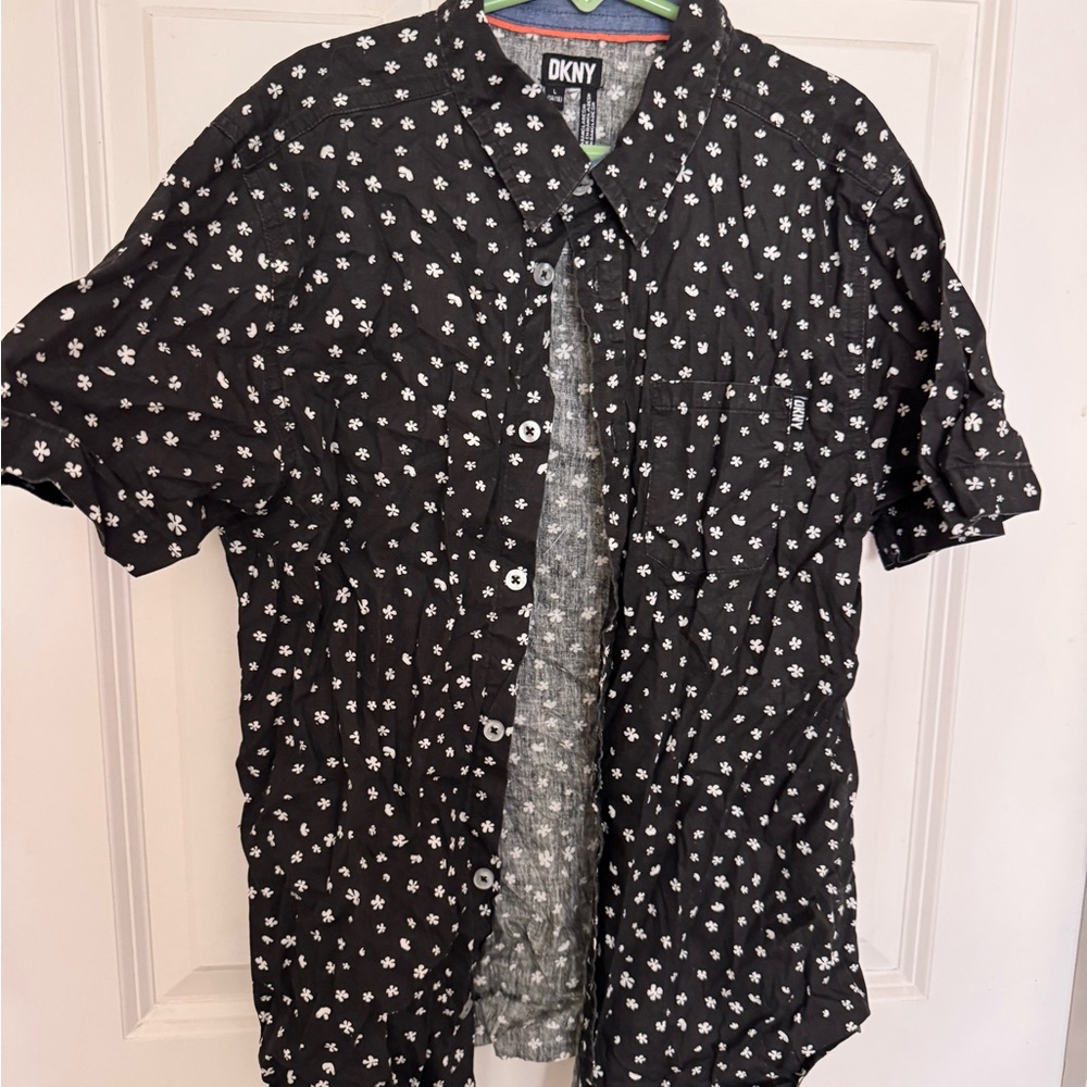 DKNY Black Floral Button-Up Shirt